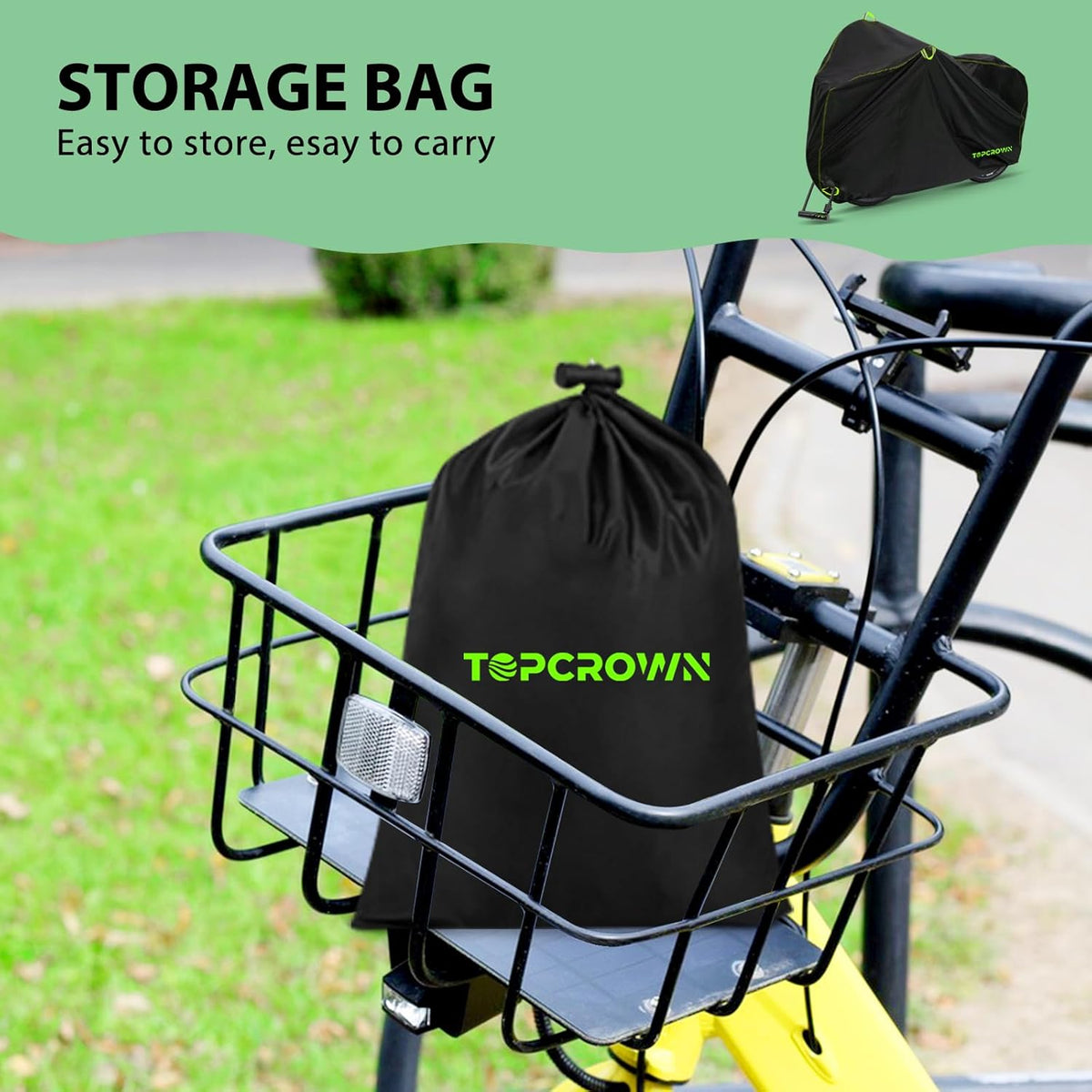 Topcrown Waterproof Bike Cover - Outdoor Storage for 3 Bikes | UV, Dust & Wind Protection, XXXL Black & Green