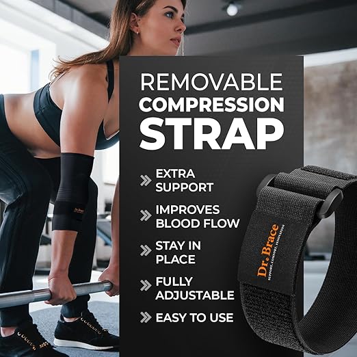 DR. BRACE® Elite Elbow Brace Support, Breathable Elbow Compression Sleeve with Gel Pad for Golfer's, Tennis Elbow & Tendonitis Treatment & Pain Relief 2024 (Black, Small)