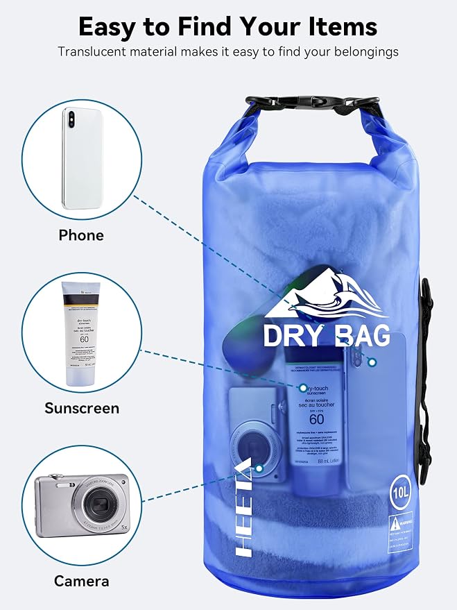 HEETA Dry Bag Waterproof for Women Men, 5L/10L/20L/30L/40L Roll Top Lightweight