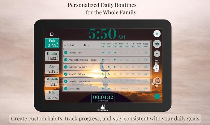 Islamika Smart Islamic Display 10” – WiFi Azan Clock, Global Prayer Times