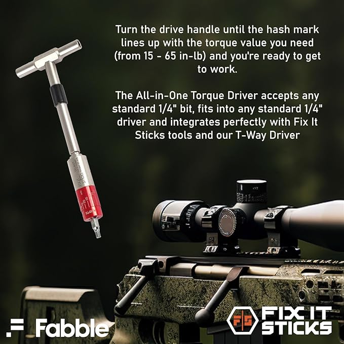 Fix It Sticks 15-65 Inch All-In-One Torque Driver Kit with T-Way Wrench Bundle with Red Dot Optics Expansion Pack, Mini Torque Driver, Tools & Case – Precision Maintenance Kit