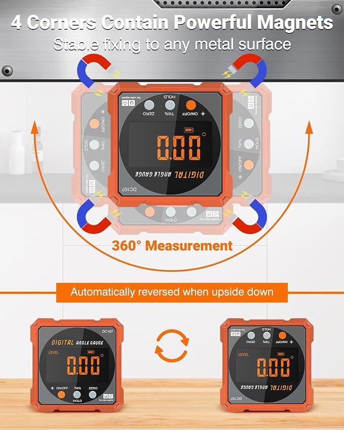 Digital Angle Finder Magnetic Electronic Angle Cube Dual Laser Gauge Digital