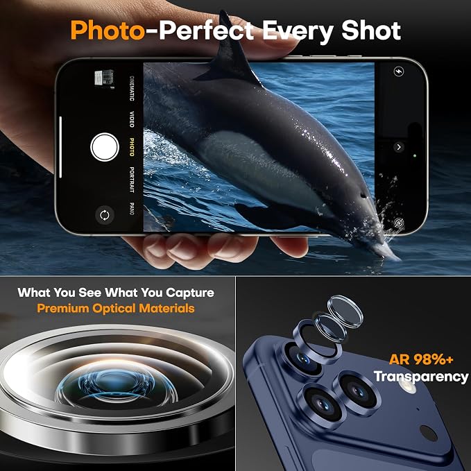 for iPhone 17 Pro/iPhone 17 Pro Max Camera Lens Protector, Tempered Glass
