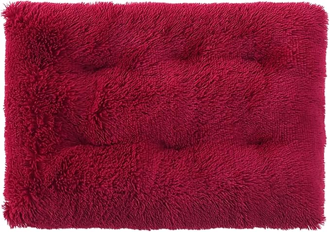Dog Crate Mat, Dog Bed for Large Dogs, Comfy Fluffy Kennel Pad Anti-Slip for Dog beds & Furniture, Quilted Dog Bed for Pets for Medium/Small Dogs Cats (Color : Red, Size : 36x25)