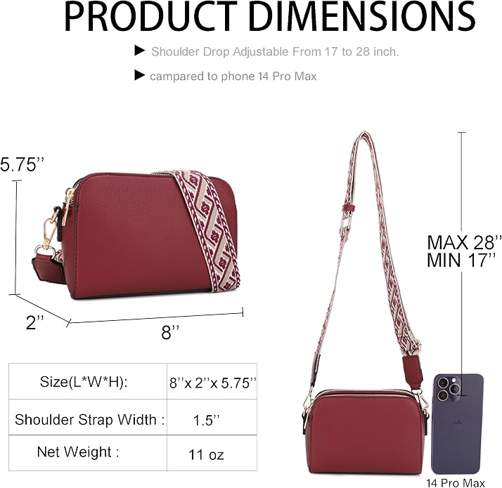 EVVE Crossbody Bags for Women Trendy Triple Zip Small Crossbody Camera Bag Purse