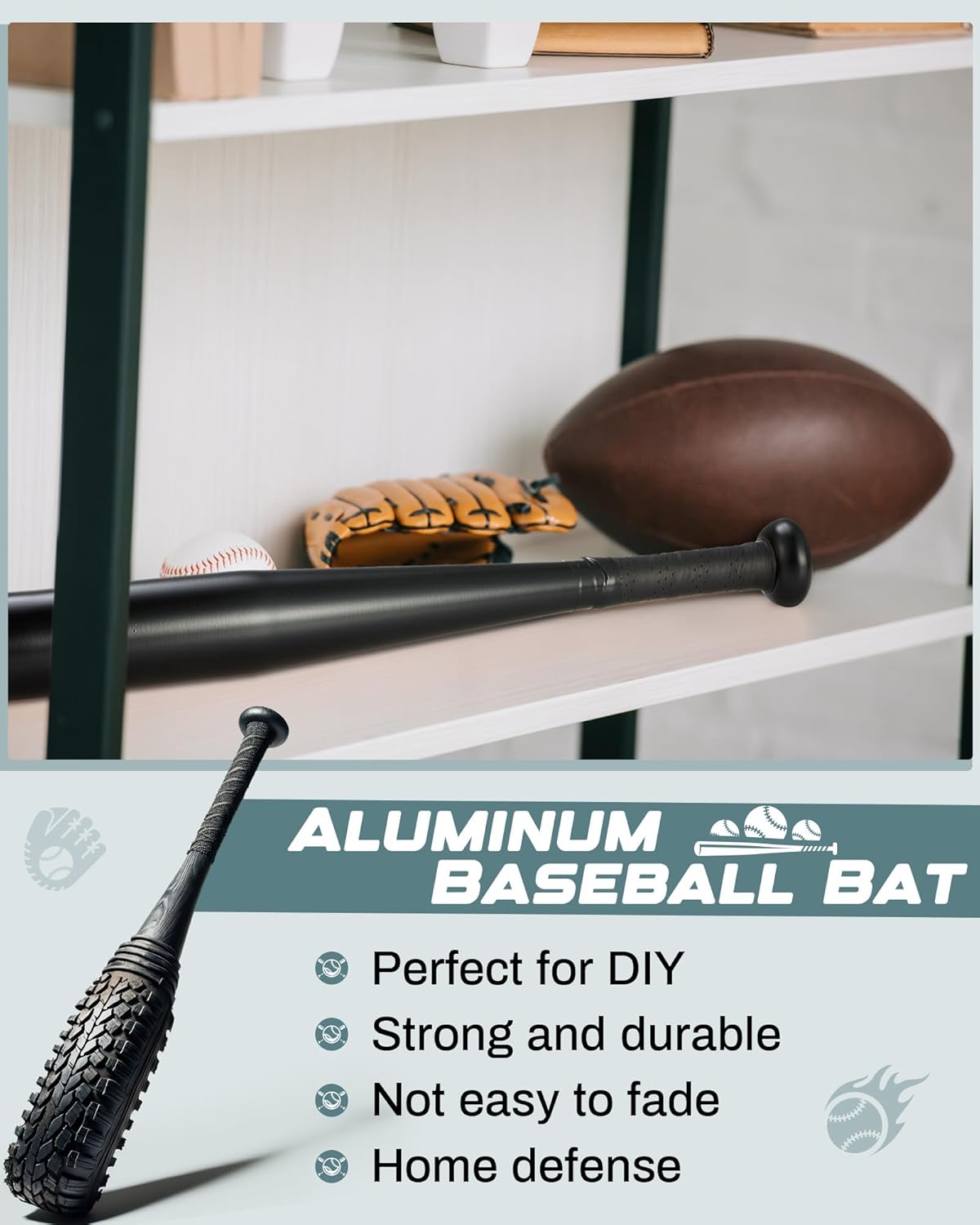 Simgoing Aluminum Baseball Bat Set - 17-Inch One-Handed Metal Training Bats for Self-Defense & Practice