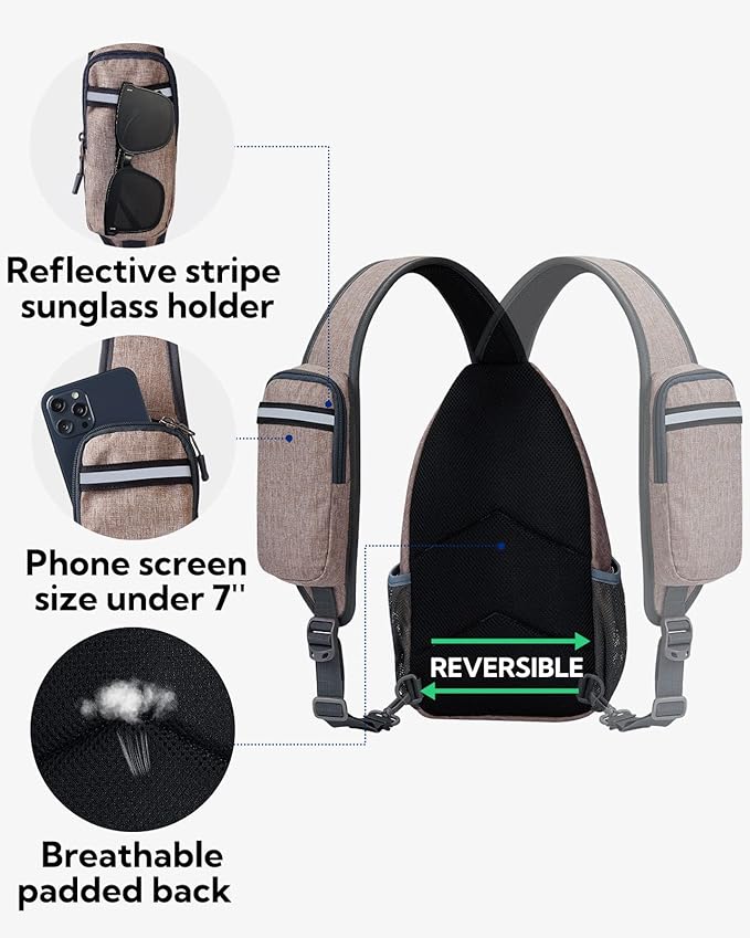 WATERFLY Crossbody Sling Backpack Sling Bag Travel Hiking Chest Bags Daypack