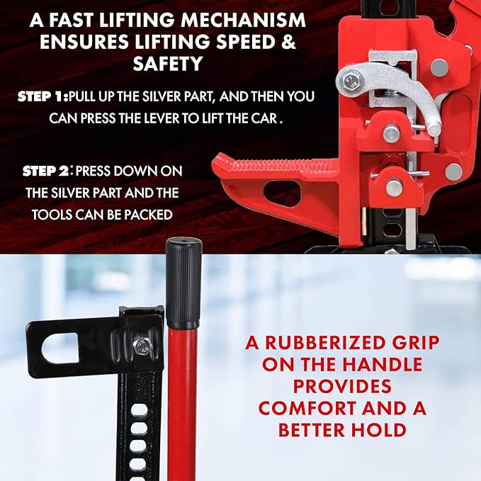 YIYITOOLS 60" Farm Jack 60 inch Steel Jack Floor Jack All-cast Jack - Red, JJ-1-002, Car Jack | Hydraulic Jack | Rotopax | Jack Stands, YY2020065