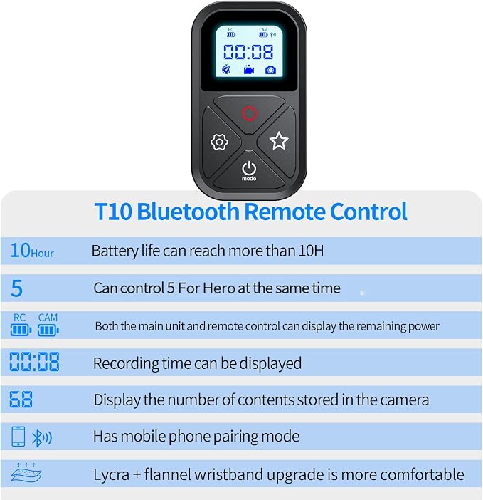 Smart Remote Control for GoPro，Wireless Camera Controller for Hero 12 11 10 9 8
