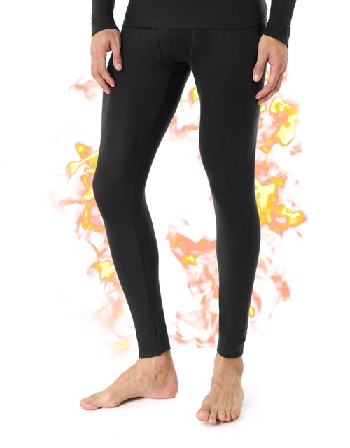FORVEVO Merino Wool Base Layer Mens Bottom Pants, 100% Wool Long Johns for Men,Heavyweight Thermal Underwear for Cold Weather(Black,250g,L)