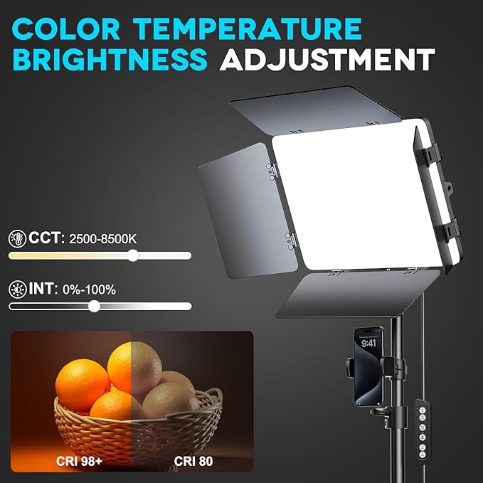 2 Pack LED Video Light Kit 79'' Tripod Light Stand, 30W 3000Lux Photography