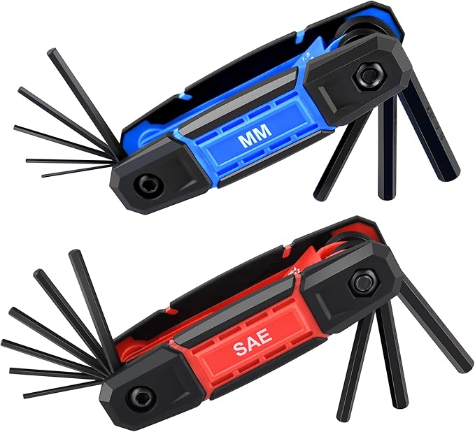 TOOLEAGUE 17Pcs Folding Allen Wrench Set Metric & SAE Hex Keys Allen Key Set Tool for Basic Home Repair and General Applications