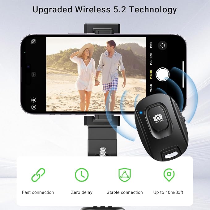 2 Pack Wireless Remote Shutter for iPhone Camera, Portable Rechargeable Photo