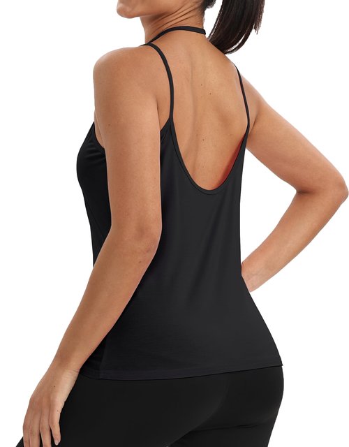 Mippo Womens Workout Tops Open Back Athletic Yoga Tank Tops Sleeveless Breathable Gym Exercise Sports Shirts Loose Fit Black M