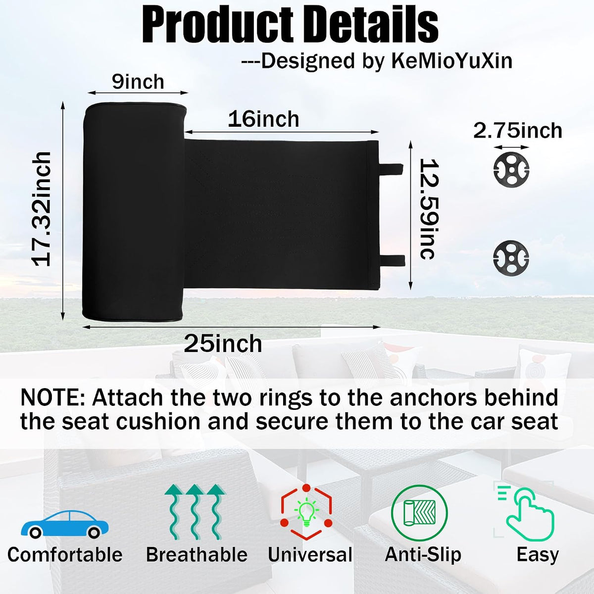 Car Seat Extender - Leg Rest Pad Cushion Extender, Universal Extension Support for Long Drivers 25.6 * 17.72 * 5.12inch