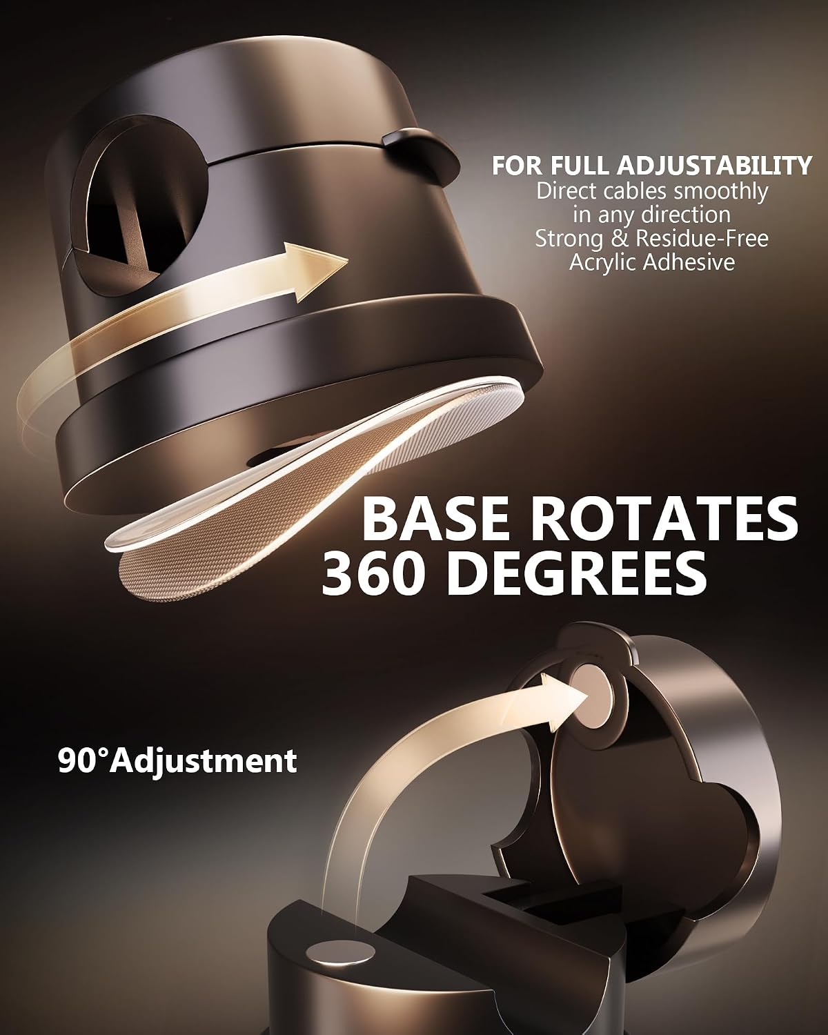 12Pack Magnetic Cord Holder 360° Rotating, 1s Lock Adhesive Desk Organizers