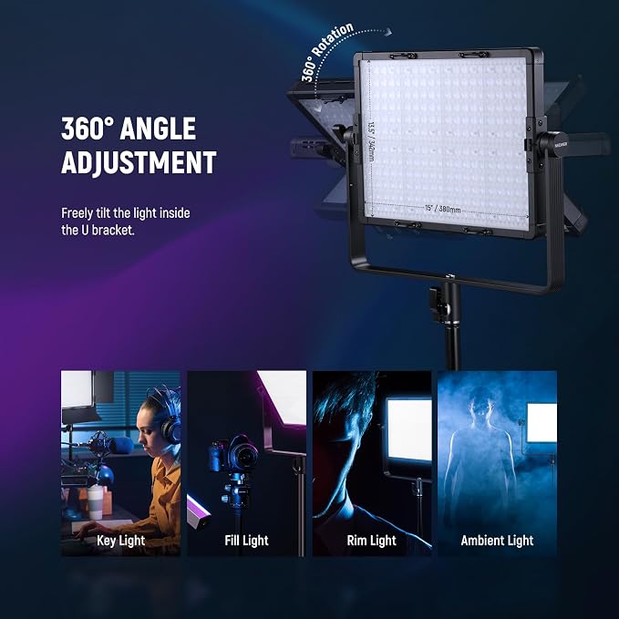 NEEWER 2 Pack PL60C RGB LED Panel Video Light Kit