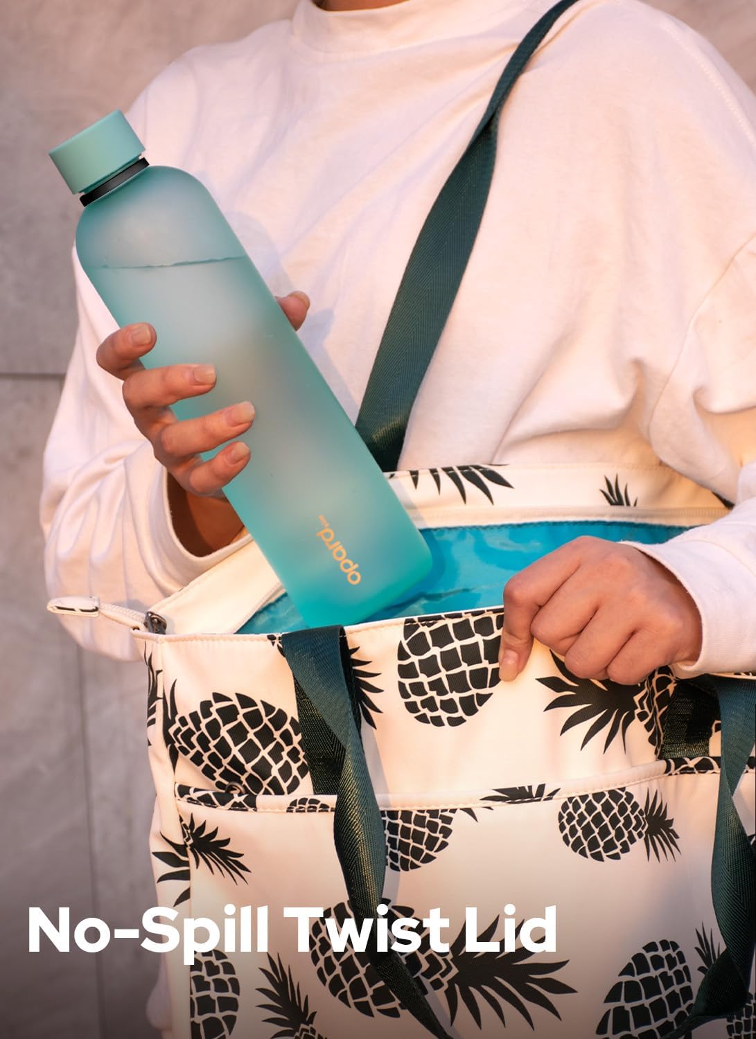 Opard 32oz Slim Water Bottle - BPA-Free, Leakproof, Dishwasher Safe | Aqua Green, Perfect for Travel & Sports
