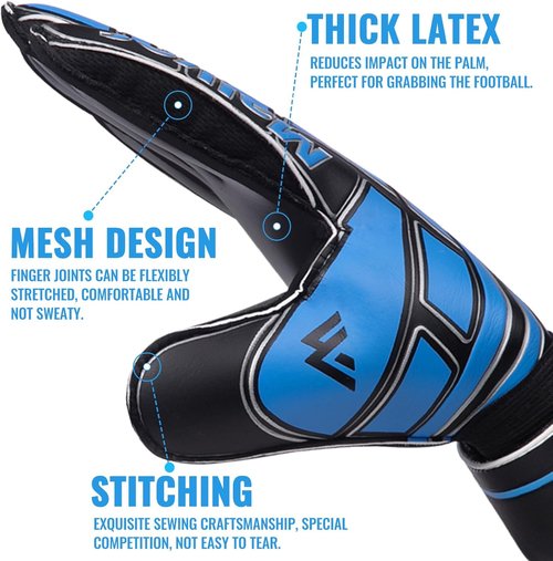 Malker Soccer Goalie Gloves - Fingersave & Double Wrist Protection | Strong Grip for Kids & Adults