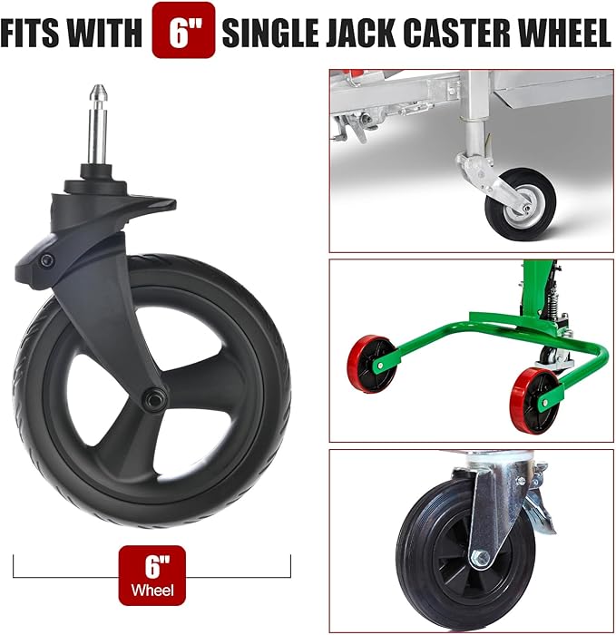 Jack Wheel Chock, Trailer Wheel Chock Rubber Jack Caster Wheel Dock, 6" Single RV Jack Block Stabilizer Wheel Stopper for RV Boat Caravans and Trailers