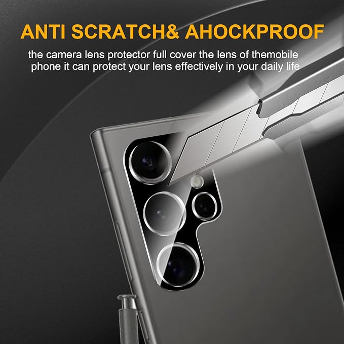 3 Pack Camera Lens Protector for Samsung Galaxy S24 Ultra, Tempered Glass