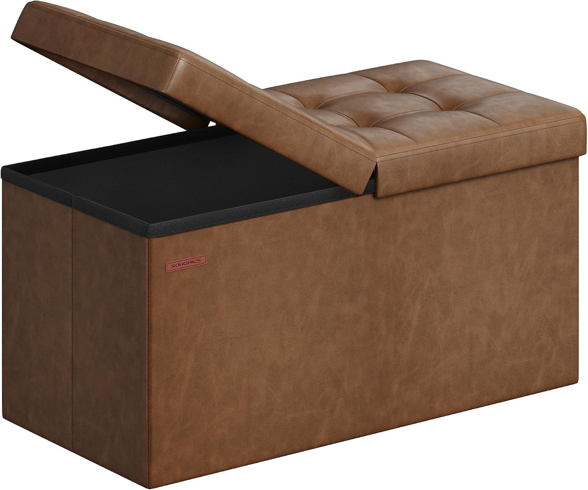 SONGMICS 30 Inches Folding Storage Ottoman Bench with Flipping Lid