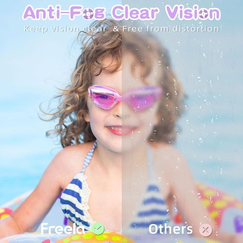 Freela Kids Swim Goggles - Anti-Fog, UV Protection, Leak-Proof | 2-Pack for Ages 3-14