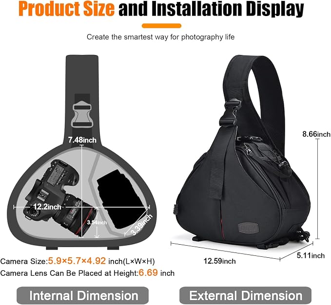 CADeN Camera Bag Sling Backpack Camera Case Waterproof