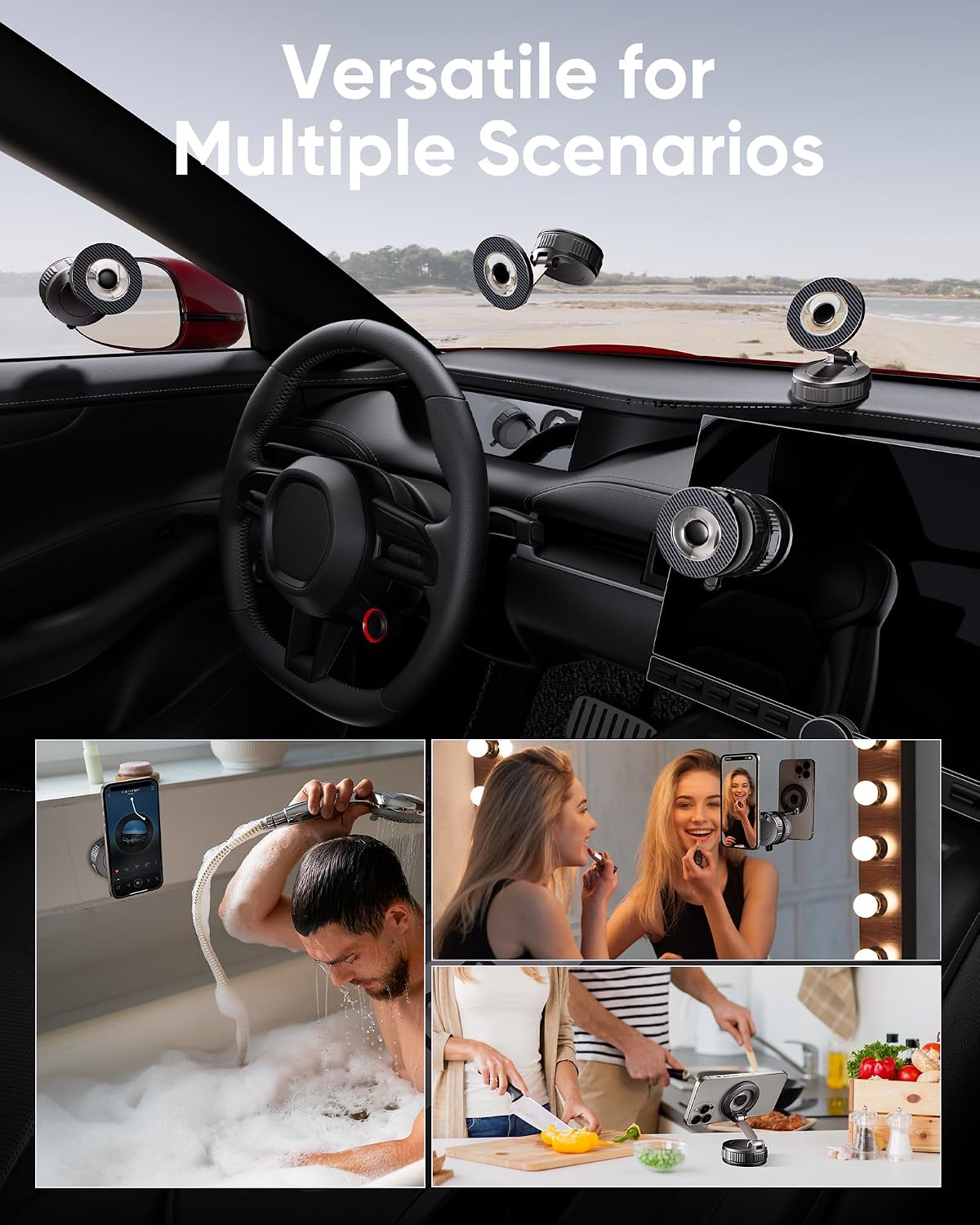 NKNZLY Vacuum Magnetic Car Phone Holder, 360° Adjustable MagSafe Car Mount