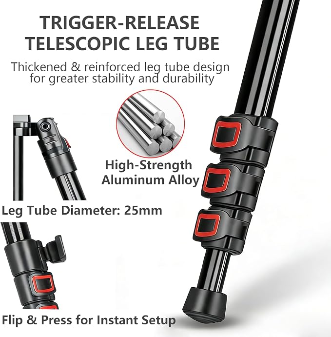 FreeSea 72 inch Camera Tripod, Transverse Center Column Aluminium DSLR Tripod