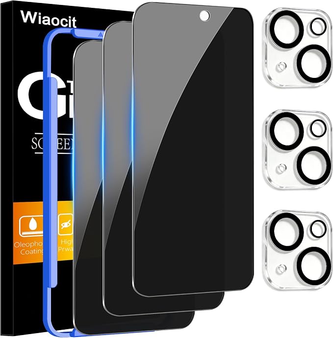Wiaocit 3 Pack Tempered Glass Privacy Screen Protector