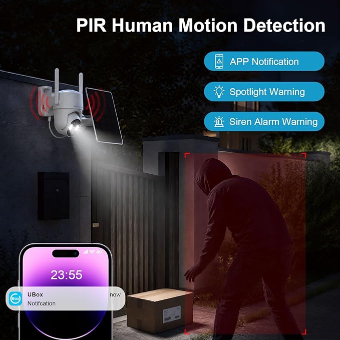 HOSAFE.COM Outdoor Security Camera Wireless, Free Cloud Storage, 360° PTZ