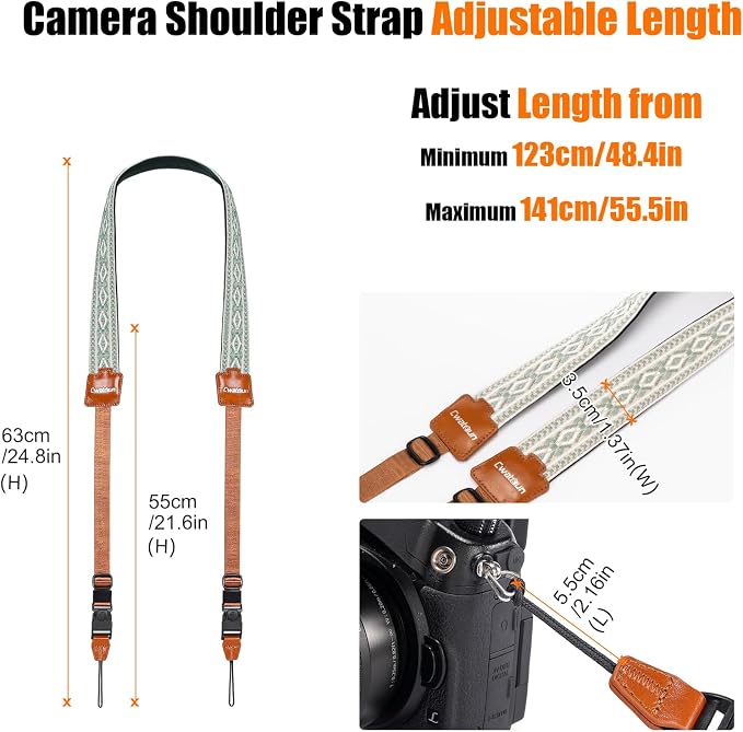 Cwatcun Bohemian Floral Camera Strap, Adjustable Crossbody DSLR Strap