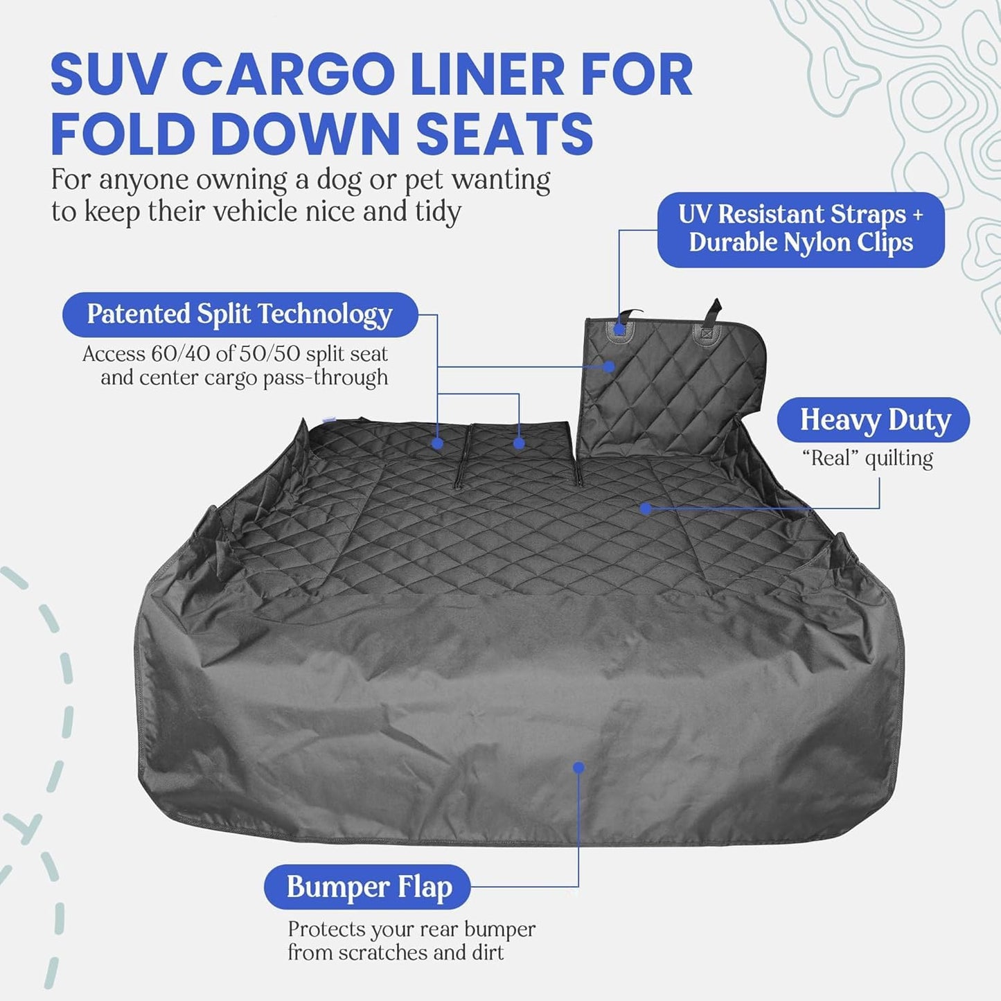 4Knines SUV Cargo Liner for Dogs, Trunk Mat for SUV, Durable Cargo Cover, Protector – Compatible with 60/40 Split Bench & Armrest Pass-Through, Waterproof, Machine Washable, Non-Slip (Small, Tan)