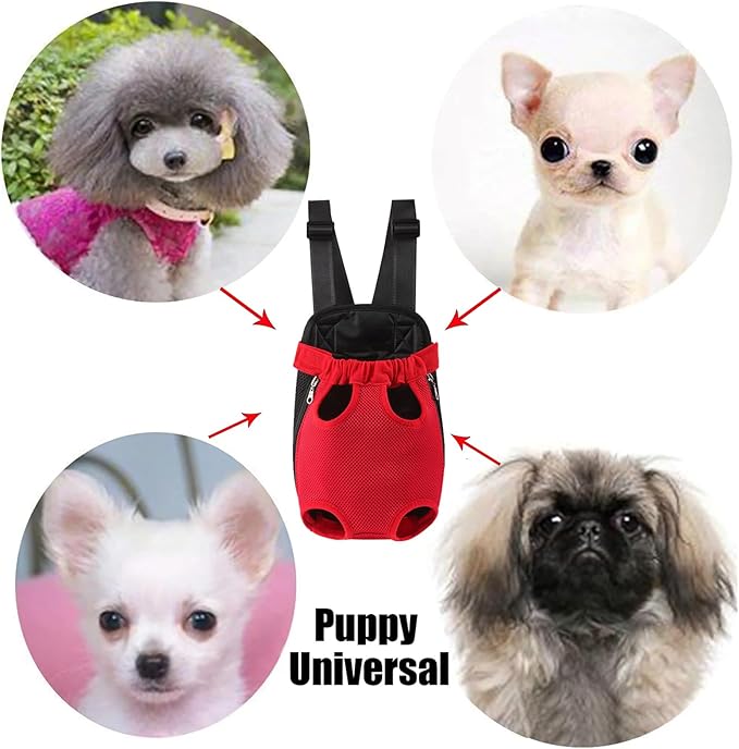 Dog Carrier Backpack, Adjustable Puppy Front Carrier Backpack, Ventilated Dog Chest Carrier for Hiking Camping Travel, Sling Bag for Small Medium Dog Cat Rabbit Puppies, Suit 9-13 lbs (Beige, L)