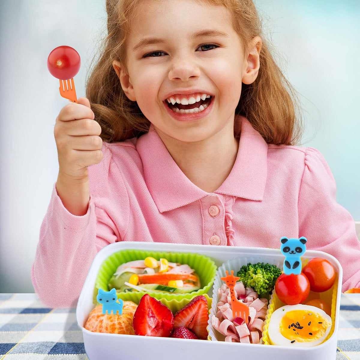 XANGNIER Silicone Lunch Box Dividers - 60 Pcs with Animal Food Picks | Reusable Bento Box Accessories for Kids