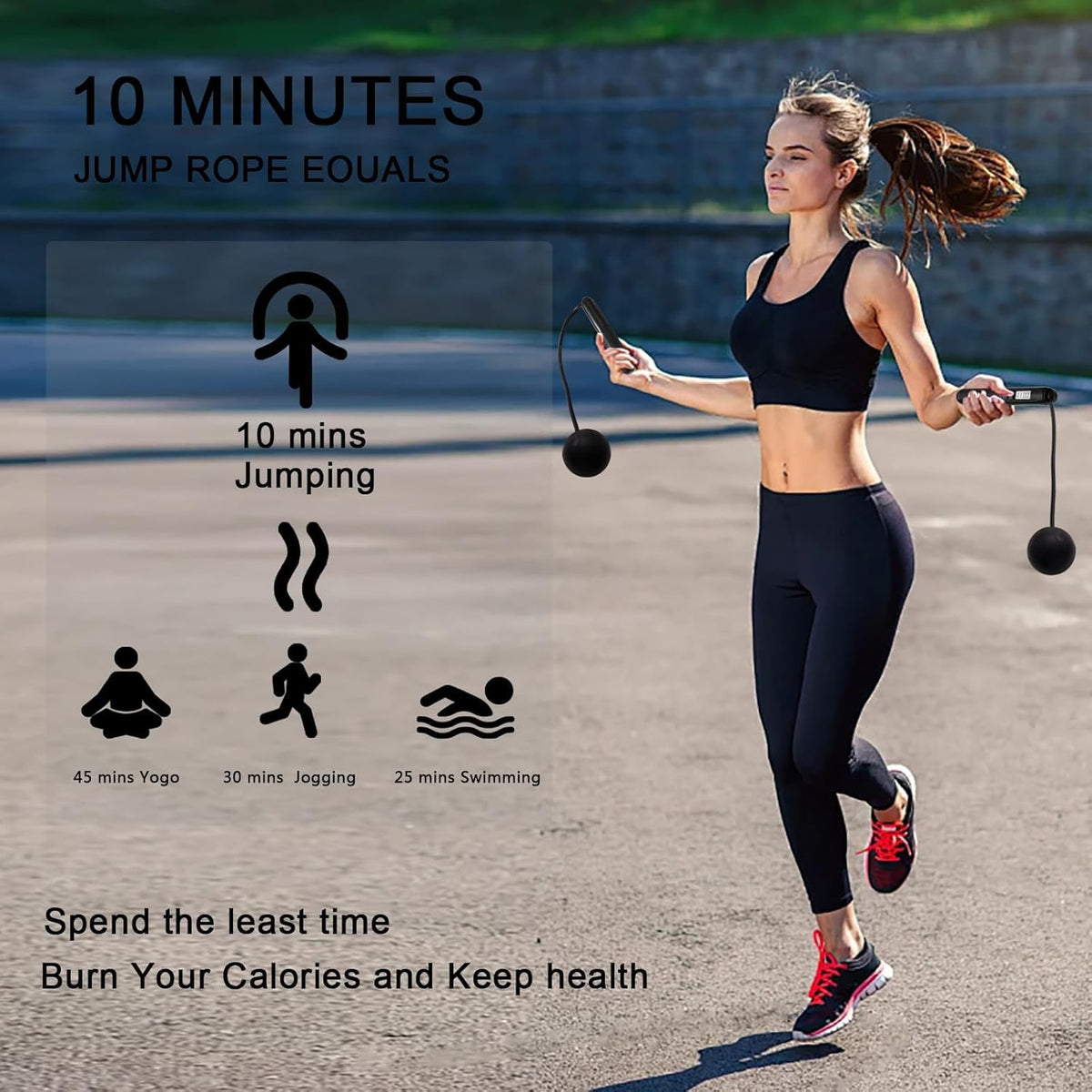Skiennix Smart Jump Rope - 2-in-1 Weighted Corded & Cordless Design with LCD Display | Adjustable Length for Home Gym Fitness