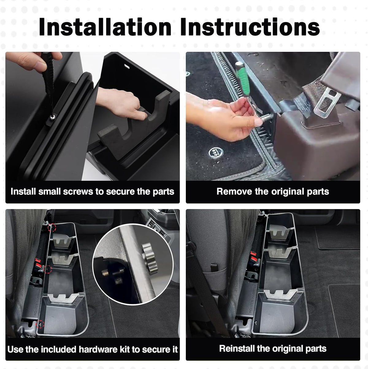 Mixsuper Liner Under Seat Storage for 2015-2026 Ford F150, 2017-2026 F250 F350 F450 F550 Super Duty, Rear Underseat Organizer for Ford F-150 Accessories Black