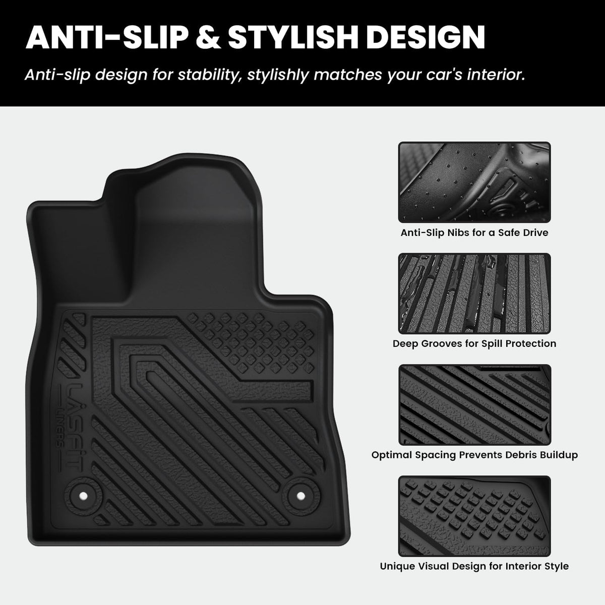 LASFIT Floor Mats & Cargo Liner with Backrest Mat for Ford Explorer 2022-2025 2026 6 Passenger, Custom Fit All Weather Protector TPE Easy Clean Floor Liners, Car Mats for Explorer Accessories, Black