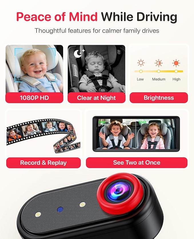 Luckview BM5 MAX 1080P HD Dual Baby Car Camera
