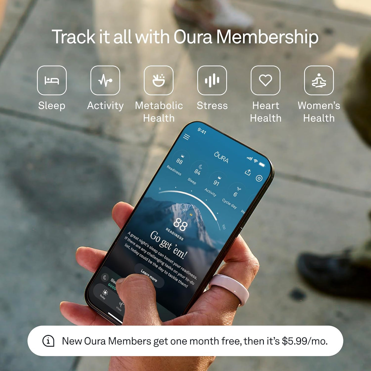 Oura Ring 4 - Ceramic Petal - Size 7 - Advanced Sleep & Activity Tracker | AI Health Advisor, 8-Day Battery Life