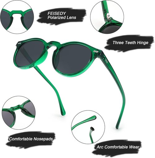 FEISEDY Vintage Round Polarized Sunglasses - Stylish UV400 Protection for Small Faces | Unisex B2355