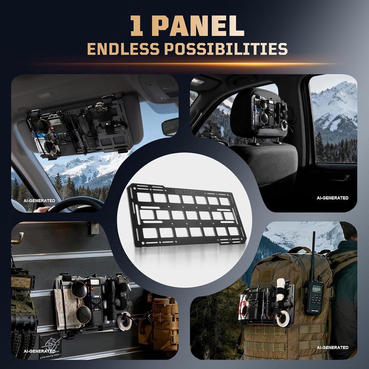 ONETIGRIS Visor MOLLE Panel, Rigid Fiberglass Sun Visor Organizer, 1 Pack