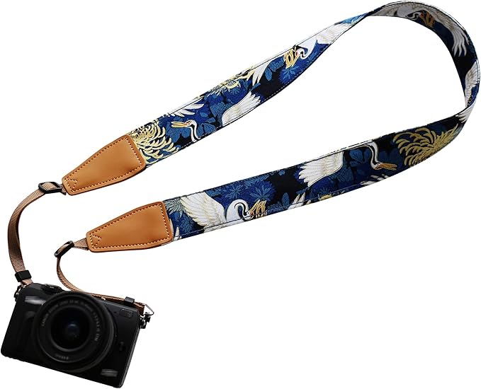 Original Design Personalized Adjustable Camera Strap Chrysanthemum & Crane in