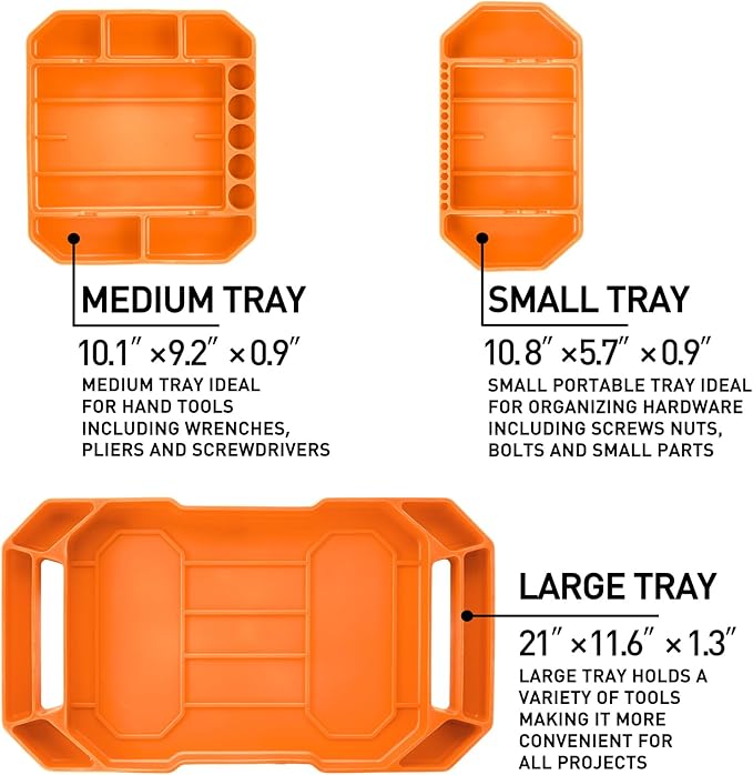 3pcs Large Non-Slip Flexible Silicone Tool Tray, Mechanic Tool Mat, Tool Organizer, Tool Storage, Tool Holder, Grip Mats, No Magnets, Christmas Day Gift for Men, Father’s Day Gift