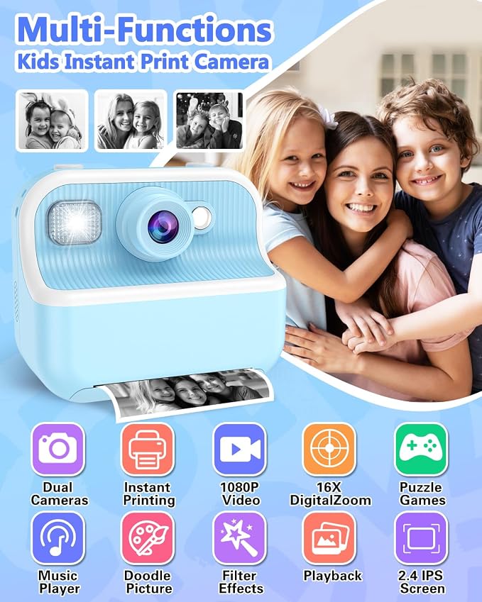 Kids Camera Instant Print, Christmas Birthday Gifts