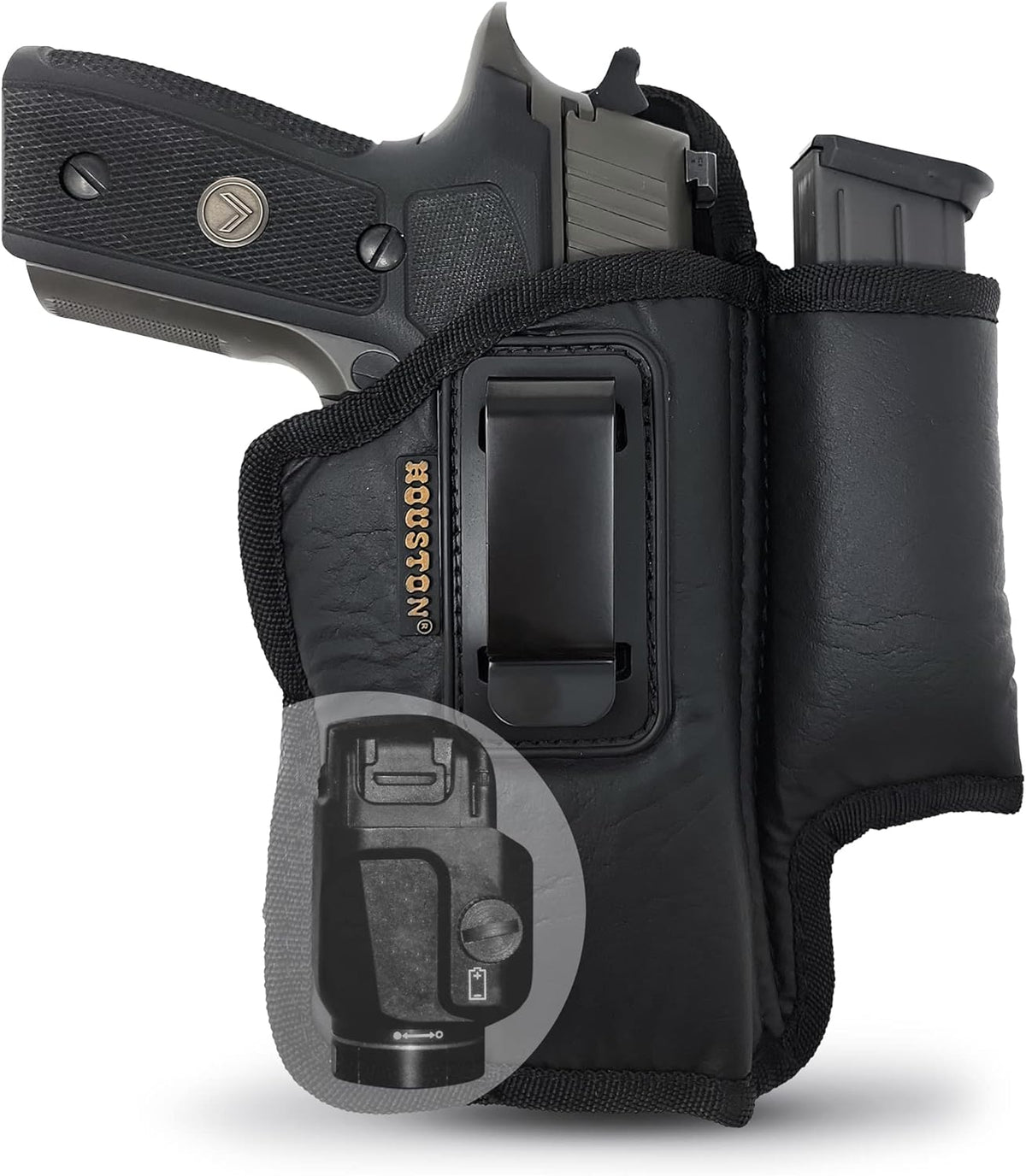 Skiennix IWB Pistol Holster - Eco Leather with Mag Pouch for Glock 17/19/21 & XDM (Right-Handed)