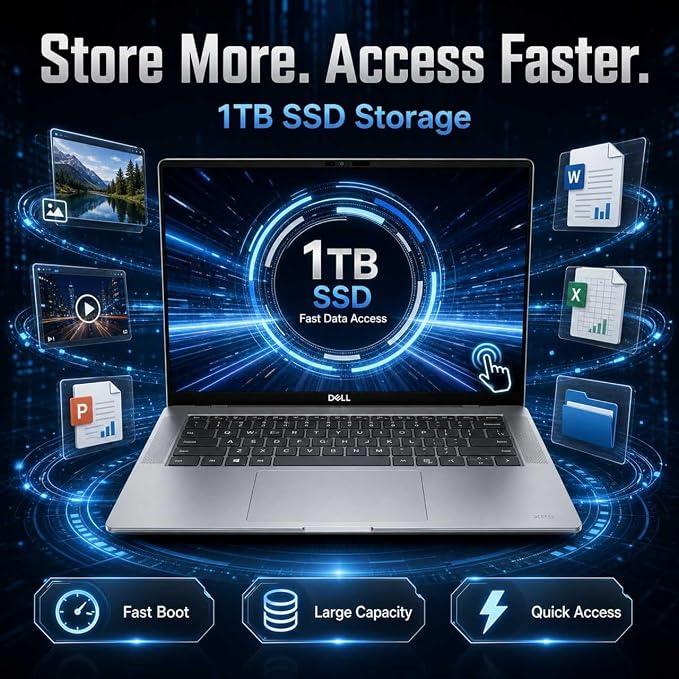 Dell 16 DC16251 Touchscreen Laptop, Intel 10-Core Core 7 150U (Up to 5.4 GHz), 16" FHD+ IPS 300 Nits Display, 64 GB DDR5 RAM, 1 TB SSD, Copilot AI, Fingerprint, Backlit KB, Wi-Fi 6E, Windows 11 Pro