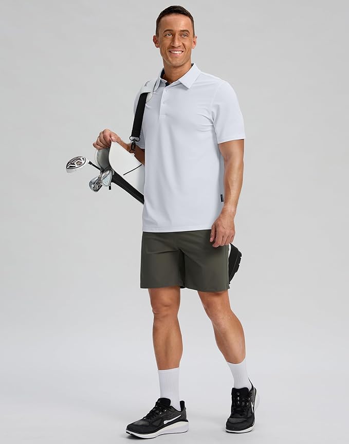 Men's Golf Shirts Dry Fit Moisture Wicking Performance Short Sleeve Collared Polo Shirts for Casual Athletic Business