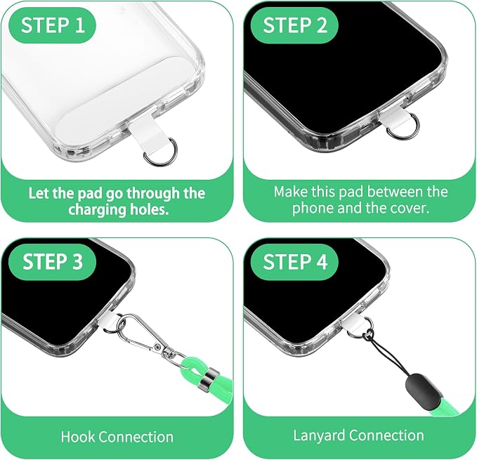 CACOE Phone Lanyard 2 Pcs-1 Pcs Adjustable Neck Strap, 2 Pads, Universal